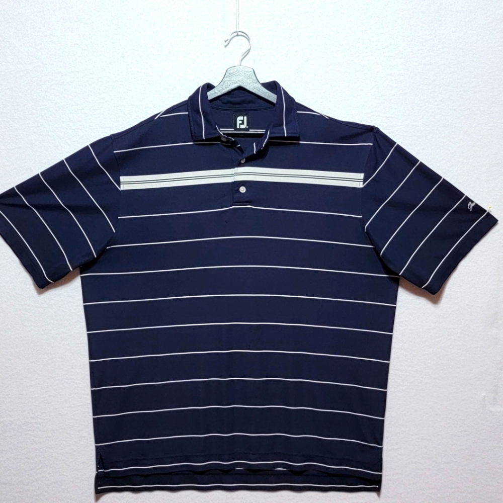 FootJoy Men's Navy Striped Polo Shirt SIZE XL. #733‎